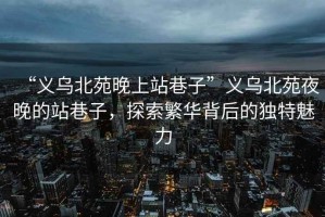 “義烏北苑晚上站巷子”義烏北苑夜晚的站巷子，探索繁華背后的獨(dú)特魅力