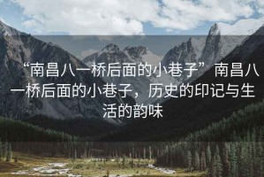 “南昌八一橋后面的小巷子”南昌八一橋后面的小巷子，歷史的印記與生活的韻味