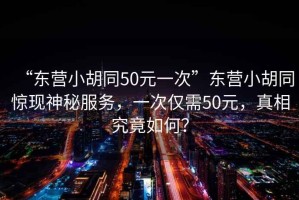 “東營小胡同50元一次”東營小胡同驚現(xiàn)神秘服務(wù)，一次僅需50元，真相究竟如何？