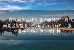 “嘉興南湖區(qū)哪個巷子服務(wù)多”嘉興南湖區(qū)智能化服務(wù)巷陌深度解析，服務(wù)巷子的多元性與便利性