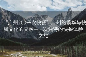 “廣州200一次快餐”廣州的繁華與快餐文化的交融—一次獨特的快餐體驗之旅