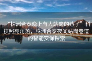 “株洲合泰晚上有人站崗的巷子”科技照亮角落，株洲合泰夜間站崗巷道的智能安保探索