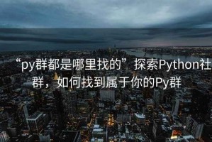 “py群都是哪里找的”探索Python社群，如何找到屬于你的Py群