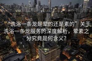 “洗浴一條龍是葷的還是素的”關(guān)于洗浴一條龍服務(wù)的深度解析，葷素之分究竟是何含義？
