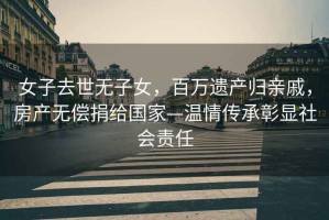 女子去世無子女，百萬遺產歸親戚，房產無償捐給國家—溫情傳承彰顯社會責任