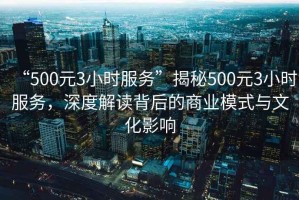 “500元3小時(shí)服務(wù)”揭秘500元3小時(shí)服務(wù)，深度解讀背后的商業(yè)模式與文化影響