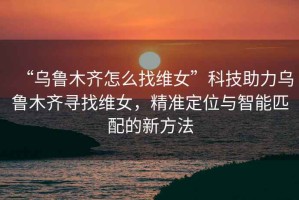 “烏魯木齊怎么找維女”科技助力烏魯木齊尋找維女，精準(zhǔn)定位與智能匹配的新方法