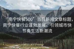 “南寧快餐500”當日新聞文章標題，南寧快餐行業(yè)蓬勃發(fā)展，引領(lǐng)城市快節(jié)奏生活新潮流