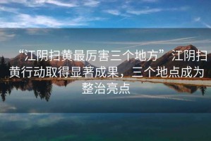 “江陰掃黃最厲害三個地方”江陰掃黃行動取得顯著成果，三個地點(diǎn)成為整治亮點(diǎn)