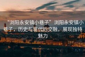 “瀏陽永安鎮(zhèn)小巷子”瀏陽永安鎮(zhèn)小巷子，歷史與現(xiàn)代的交融，展現(xiàn)獨(dú)特魅力