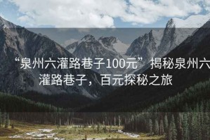 “泉州六灌路巷子100元”揭秘泉州六灌路巷子，百元探秘之旅