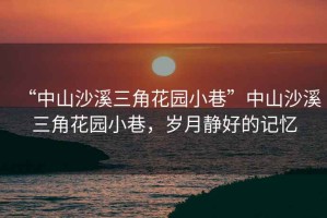 “中山沙溪三角花園小巷”中山沙溪三角花園小巷，歲月靜好的記憶