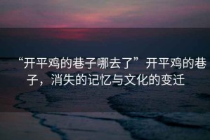 “開平雞的巷子哪去了”開平雞的巷子，消失的記憶與文化的變遷