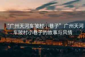 “廣州天河車陂村小巷子”廣州天河車陂村小巷子的故事與風(fēng)情