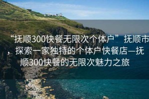 “撫順300快餐無限次個體戶”撫順市，探索一家獨特的個體戶快餐店—撫順300快餐的無限次魅力之旅