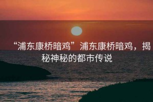“浦東康橋暗雞”浦東康橋暗雞，揭秘神秘的都市傳說(shuō)