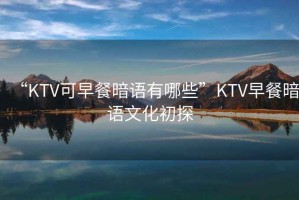 “KTV可早餐暗語有哪些”KTV早餐暗語文化初探