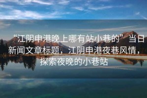 “江陰申港晚上哪有站小巷的”當日新聞文章標題，江陰申港夜巷風情，探索夜晚的小巷站