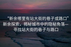 “新余哪里有站大街的巷子或路口”新余探索，揭秘城市中的隱秘角落—尋找站大街的巷子與路口