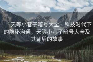 “天等小巷子暗號大全”科技時代下的隱秘溝通，天等小巷子暗號大全及其背后的故事