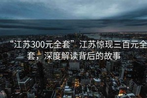 “江蘇300元全套”江蘇驚現(xiàn)三百元全套，深度解讀背后的故事
