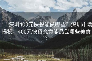 “深圳400元快餐能做哪些”深圳市場揭秘，400元快餐究竟能品嘗哪些美食？