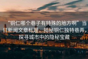 “銅仁哪個(gè)巷子有特殊的地方啊”當(dāng)日新聞文章標(biāo)題，揭秘銅仁獨(dú)特巷弄，探尋城市中的隱秘寶藏
