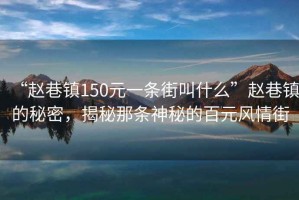 “趙巷鎮(zhèn)150元一條街叫什么”趙巷鎮(zhèn)的秘密，揭秘那條神秘的百元風情街
