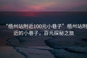 “梧州站附近100元小巷子”梧州站附近的小巷子，百元探秘之旅