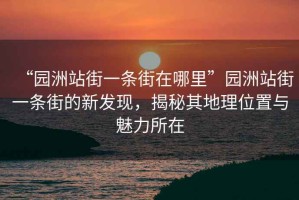 “園洲站街一條街在哪里”園洲站街一條街的新發(fā)現(xiàn)，揭秘其地理位置與魅力所在