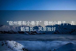 “宿州哪有小巷子”宿州小巷子，古韻悠長(zhǎng)，風(fēng)景獨(dú)好