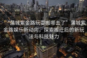“蒲城紫金路玩耍搬哪去了”蒲城紫金路娛樂新動向，探索搬遷后的新玩法與科技魅力