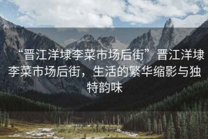 “晉江洋埭李菜市場后街”晉江洋埭李菜市場后街，生活的繁華縮影與獨(dú)特韻味