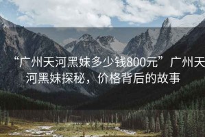 “廣州天河黑妹多少錢(qián)800元”廣州天河黑妹探秘，價(jià)格背后的故事