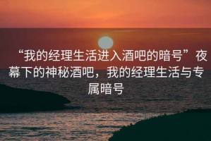 “我的經(jīng)理生活進入酒吧的暗號”夜幕下的神秘酒吧，我的經(jīng)理生活與專屬暗號