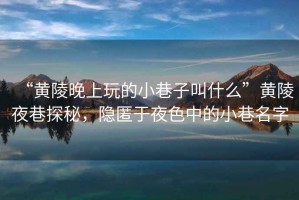 “黃陵晚上玩的小巷子叫什么”黃陵夜巷探秘，隱匿于夜色中的小巷名字