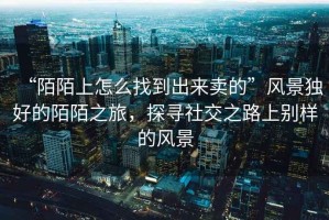 “陌陌上怎么找到出來賣的”風(fēng)景獨(dú)好的陌陌之旅，探尋社交之路上別樣的風(fēng)景