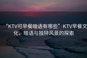 “KTV可早餐暗語有哪些”KTV早餐文化，暗語與獨特風景的探索