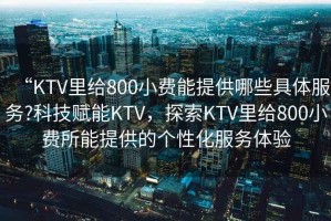 “KTV里給800小費能提供哪些具體服務?科技賦能KTV，探索KTV里給800小費所能提供的個性化服務體驗
