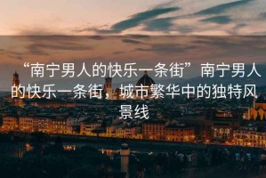 “南寧男人的快樂一條街”南寧男人的快樂一條街，城市繁華中的獨特風(fēng)景線