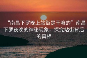 “南昌下羅晚上站街是干嘛的”南昌下羅夜晚的神秘現(xiàn)象，探究站街背后的真相
