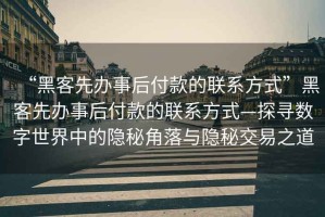 “黑客先辦事后付款的聯(lián)系方式”黑客先辦事后付款的聯(lián)系方式—探尋數(shù)字世界中的隱秘角落與隱秘交易之道