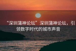 “深圳蒲神論壇”深圳蒲神論壇，引領(lǐng)數(shù)字時代的城市聲音