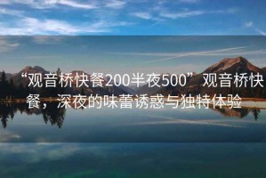 “觀音橋快餐200半夜500”觀音橋快餐，深夜的味蕾誘惑與獨特體驗