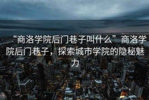 “商洛學(xué)院后門巷子叫什么”商洛學(xué)院后門巷子，探索城市學(xué)院的隱秘魅力