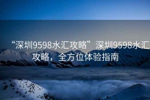“深圳9598水匯攻略”深圳9598水匯攻略，全方位體驗(yàn)指南