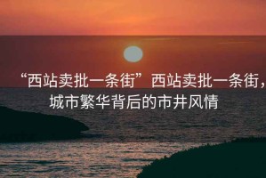 “西站賣批一條街”西站賣批一條街，城市繁華背后的市井風情