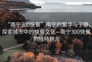 “南寧300快餐”南寧的繁華與寧靜，探索城市中的快餐文化—南寧300快餐的獨(dú)特魅力