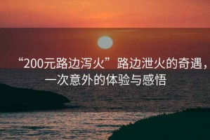“200元路邊瀉火”路邊泄火的奇遇，一次意外的體驗(yàn)與感悟