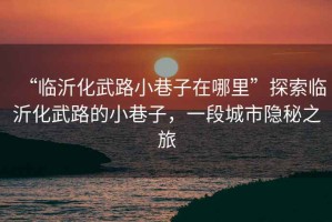 “臨沂化武路小巷子在哪里”探索臨沂化武路的小巷子，一段城市隱秘之旅
